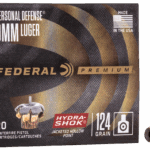 Federal P9HS1 Premium Personal Defense 9mmLuger 124gr Hydra-Shok Jacketed Hollow Point 20 Per Box